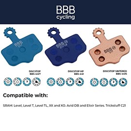 BBB Cycling BBS-441 DiscStop HP - Pastillas de Freno de Disco para Bicicleta de Alto Rendimiento para Nivel SRAM, Nivel T/TL, SRAM XX y SRAM XO, Avid DB y Elixir, 1 par (2 Piezas)