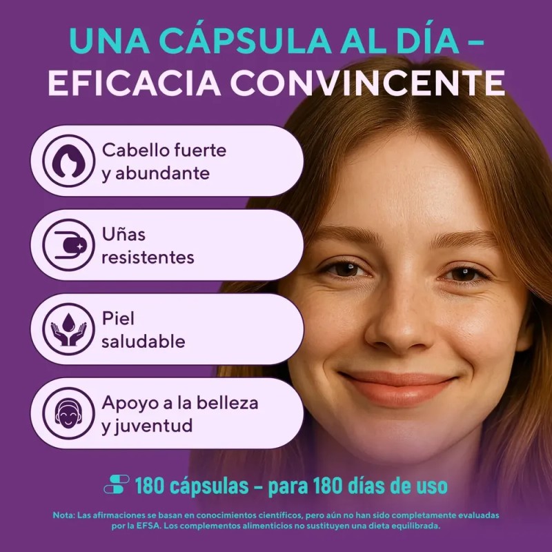 Biotina y Colágeno Hidrolizado, Cápsulas para Cabello, Piel y Uñas,