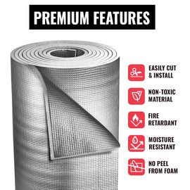 SEALTECH SEALTECH 3mm Reflective Insulation Roll - Premium Foam Core Radiant Barrier for Energy Conservation -Commercial Grade Soundproofing Thermal Shield for Indoor and Outdoor Use (48" X 20')