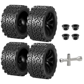 Hosim 4pcs 12mm hex Wheels and Tires for RIAARIO and AMORIL 1/10 RC Trucks, for Traxxas Rustler Stampede 2wd 4x4 VXL Mini X17 X25 X27 Rubber Wheel Replacements 4.66 OD x 2.17 Width