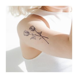 WEEKINK Fake Tattoos – Realistic Temporary Tattoos with Memento Mori & Rose, Sketch Style Designs, 2 Sheets Kit for Men & Women