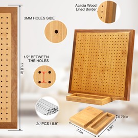 NewEle 11.8" Crochet Blocking Board with 20 Pegs, Bamboo Blocking Boards for Crochet Projects, Granny Square Blocking Board for Knitting, Wooden Crocheting Accessories Gifts for Mothers, Grandmothers