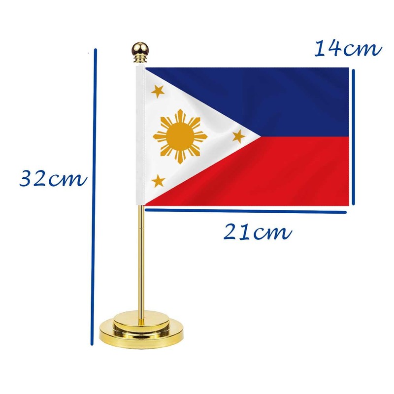 Philippines Desk Flag,12 inch Tall Small Filipinos Indoor Banner,Tiny Printing
