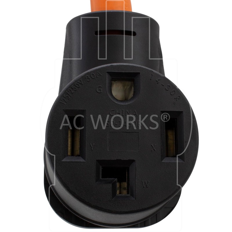 AC WORKS 30-Amp 4-Prong Dryer Outlet 14-30 Piggy-Back Plug Adapter