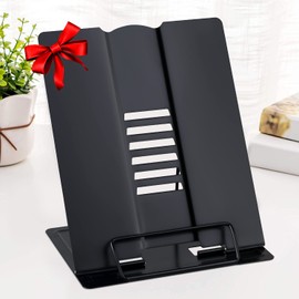 Large Desk Book Stand Metal Reading Rest Book Holder Adjustable Document Cookbook Holder Portable Bookstands for Recipes Textbooks Music Books Birthday Gift for Age 3,4,5,6,7,8,9,10+ Boys Girls(Black)