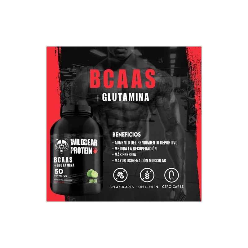 Aminoácidos Bcaas + Glutamina Wild Beard 1kg Varios Sabores