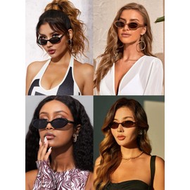JUDOO Tiny Small 90s Sunglasses for Women Men Retro Oval Tinted Glasses