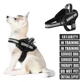 Dog Vest Harness and Patches Set, Animire in Training Service Dog Harness with 10 Dog Patches, Reflective Dog Vest with Handle for Small, Medium, Large, and Extra-Large Dogs