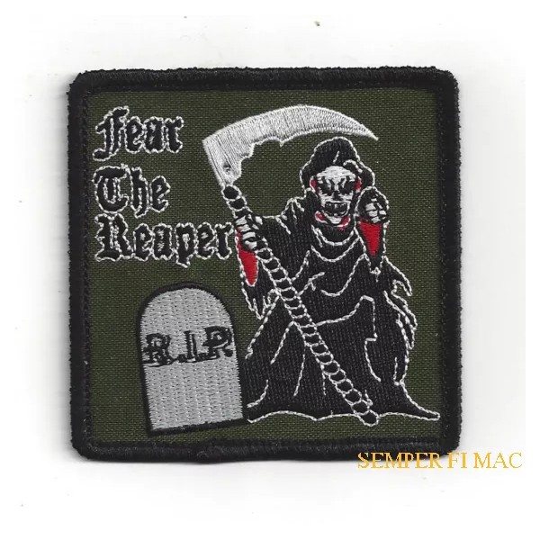 FEAR THE REAPER RIP PATCH SKULL GRIM REAPER DEATH PIN