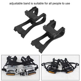 Keenso Bike Pedal Straps, Bike Toe Clips with Straps Adjustable Toe Clips with Strap Belts Cycling Road Mountain for Bicycle Pedal