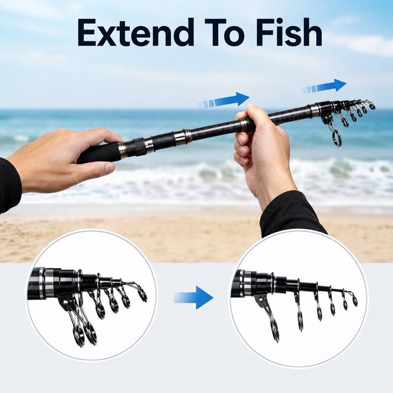 Telescopic Surf Fishing Rod 3.6–5.3m – 30T Carbon Spinning Surfcasting