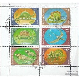Prophila Collection Bulgaria 3840-3845 Small Sheet (Complete Edition) Stamped 1990 Prehistoric Animals (Stamps for Collectors) Amphibians / Reptiles / Dinosaurs