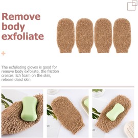 Guantes Exfoliantes de Yute 4 Piezas Ducha, Depurador Corporal Portátil, Guantes de Baño sin Dedos, Espuma Rápida para Eliminar Piel Muerta y Limpieza Profunda del Cuerpo