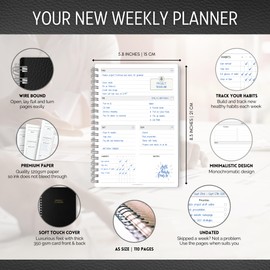 Weekly Planner Organizer | Week On Two Page Schedule, Weekly To Do List, WO2P Productivity Planner & Time Management | A5 Mono