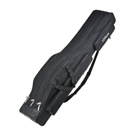 Srempeom 3 Layers Fishing Pole Bag,Portable 3 Layers Oxford Folding Rod Carry Case,Fishing Reel Tackle Storage Bag Case 120CM,Black