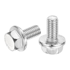 sourcing map 10Pcs M6 x 12mm Hex Serrated Flange Bolts Screws, 304 Stainless Steel Flanged Hex Head Bolts Flange Hexagon Screws for Households, Machine Tools, and DIY project, Silver