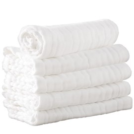 Muslin Baby Burp Cloth, 100% Soft Cotton, 6 Absorbant Layers, Peanut Shape Perfect for Shoulder, 9x20 Inch, Boy or Girl