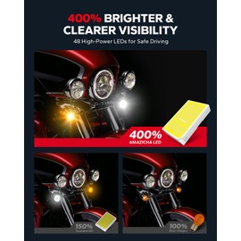 Amazicha 2inch LED Turn Signals, 1157 1156 Front Rear Turn Signals with 4 Smoked Lens Covers Kit Fit for Harley Touring Road Glide Street Glide Road King Electra Glide Softail Dyna Sportster 1986-2024