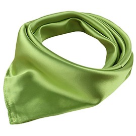 X&F Women's Solid Stain Charmeuse Neckerchief Square Scarf 23" * 23" Green