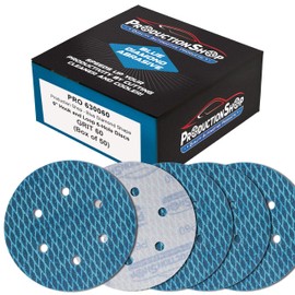 ProductionShop Premium 60 Grit 6" Rhombus Diamond Shape Blue Sanding Discs, 6-Hole, Box of 50 - Hook & Loop Anti-Clogging J-Cloth Dustless Sandpaper for Random Orbital Sanders, Sand Auto Paint, Wood