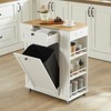 Rolling Kitchen Island with Trash Can Cabinet, 6-Tier Spice Rack,