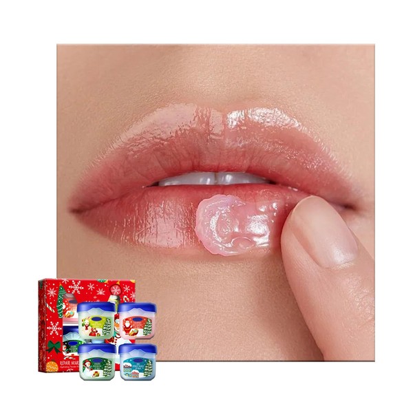 4 Packs Lip Balm Set, Christmas Lipstick Pot Balms Kit,