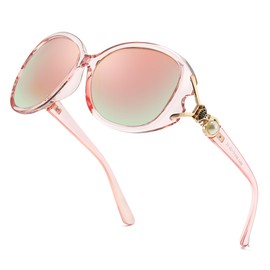 SIPHEW Women's Polarised Oversized Elegant Classic Sunglasses Women Oversize with UV400 Protection, A7 - Pink/Pink