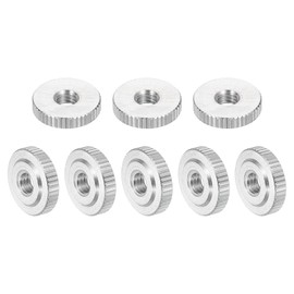 sourcing map 8Pcs M4 Knurled Thumb Nuts, 304 Stainless Steel Round Knurled Flat Head Through Hole Handle Nut, Lock Adjusting Nuts, Thin Type, Silver