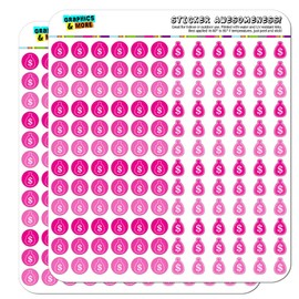 Money Bag Savings Bank Pay Day Dots Planner Scrapbooking Crafting Stickers - Pink - Clear