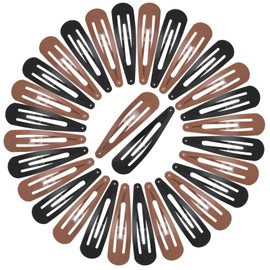 WILLBOND 30 Pieces 3.1 Inch Large Metal Snap Hair Clips Nonslip Barrettes Women Hair Accessories (Brown and Black)