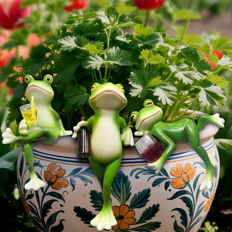 Znnhnn Hanging Frogs, Flower Pot, Hanging Frogs, Decorative Figures (Green-3)