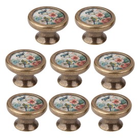 LOVIVER 8Packs Bird Flower Pattern Door Knobs Kitchen Cupboard Knobs Drawer Pulls Cabinet Knobs Decorative Knobs and Pulls