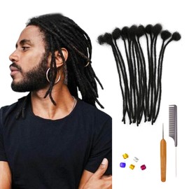 6inch Permanent Loc Extensions Human Hair 60 Strands 0.6cm Real Human Hair Dreadlock Extensions for Men Dread Extensions Human Hair Locs Extensions Bundles Natural Black