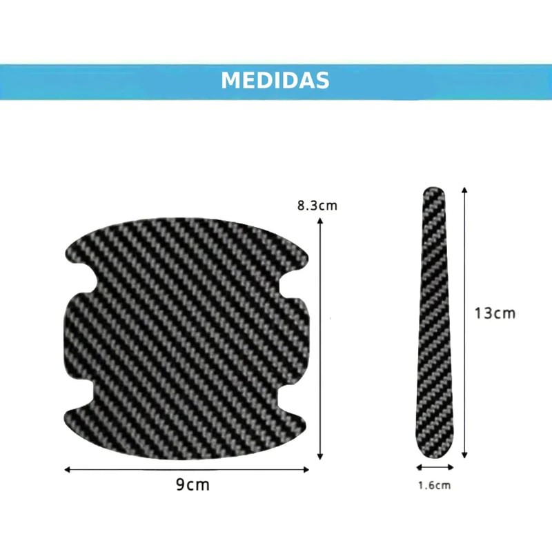 Protector Manija Vinil Fibra Carbono Auto Universal 8pzs