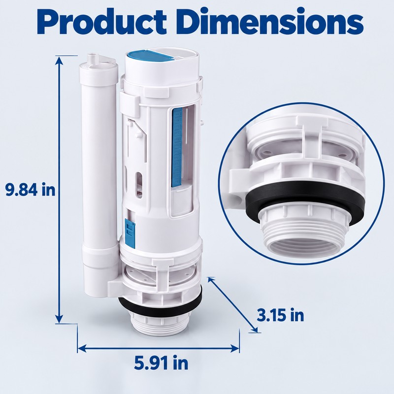 Dual Flush Toilet Tank Valve – Split Push Button Flush