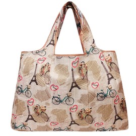 allydrew Large Foldable Tote Nylon Reusable Grocery Bag, Paris