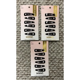 scunci 3 Black Scunci Snap Hair Clips 6 Each.