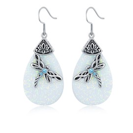 Pendientes de plata de ley con diseño de libélula celta, joyería celta, regalos de cumpleaños para mujer, esposa, mamá, Plata de ley, cristal,