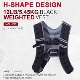 KEEP2MOVE Weighted Vest for Women Men and Kids 6lb/12lb with Reflective Stripe and Double Adjustable Buckle Straps Weight Vests for Workout, Strength Training, Running, Cardio, Weight Loss, Walking (12 LB - Black/Gray)