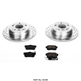 Power Stop K5399 Rear Z23 Carbon Fiber Brake Pads with Drilled & Slotted Brake Rotors Kit