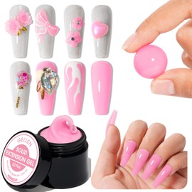 Gellen Solid Builer Gel for Nails Non Sticky, Pink Builder Gel for Nails Solid Extensional Gel, Builder Gel for Nails 3D Sculpting Gel Carving Gel U V Nail Extension Gel for Nail Art