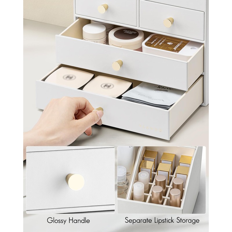 Vlando Makeup Organizer Countertop,Large Vanity Organizer PU Leather Make up