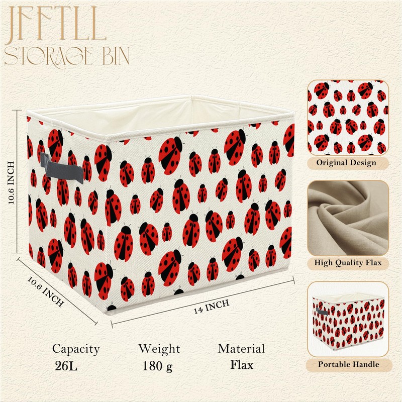 JFFTLL Ladybug Storage Bins with Handles, Lady Bug Gifts for