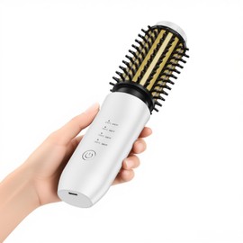 CARESKY® Cordless Curling Iron Brush, 1.5 Inch Mini Travel Hair Curler with 200 Million Negative Ions, Portable Heated Round Straightener Brush Rechargeable for Curl, Touch-Up, De-Frizz, Styling