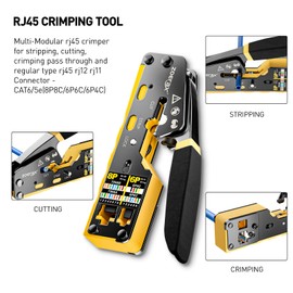 Network Tool Kit, ZOERAX 11 in 1 Professional RJ45 Crimp Tool Kit - Pass Through Crimper, RJ45 Tester, 110/88 Punch Down Tool, Stripper, Cutter, Cat6 Pass Through Connectors and Boots
