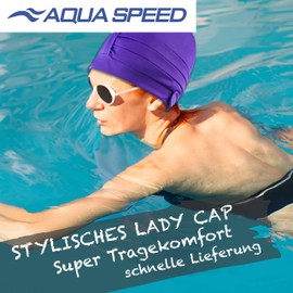 Aqua Speed Swimming Cap Retro Women's Swimming Cap Elegant Swimming Cap Women Swimming Cap Sauna Hat Women's Swimming Hat Swim Cap Polyester Dark Purple Ladies Cap