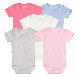 Staccato Baby Bodysuits Pack of 5 - Girls, Boys or Unisex - Organic Cotton, Super Soft and Comfortable - Colour: Colourful, Sizes 50/56-86/92, Set of 5 girls
