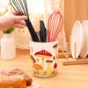Nefelibata Mushroom Ceramic Utensil Holder Rustic Functional Utensil Crock Kitchen