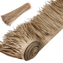 Yilloog Palm Thatch Roll Palm Thatch Runner Roll Mexican Style Straw Roof Thatch Panels Tiki Hut Palapa Thatch Roofs Duck Blind Grass for Tiki Bar Hut Garden Patio (Gray Brown,10 m/ 32.8 ft)