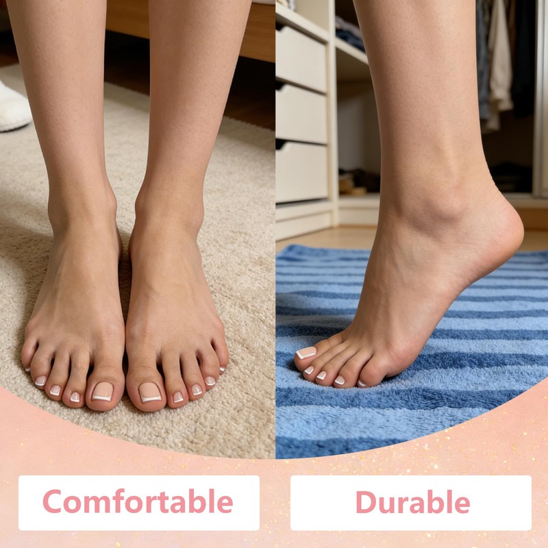 French Tip False Toenails Set - 120Pcs Nude Pink Fake
